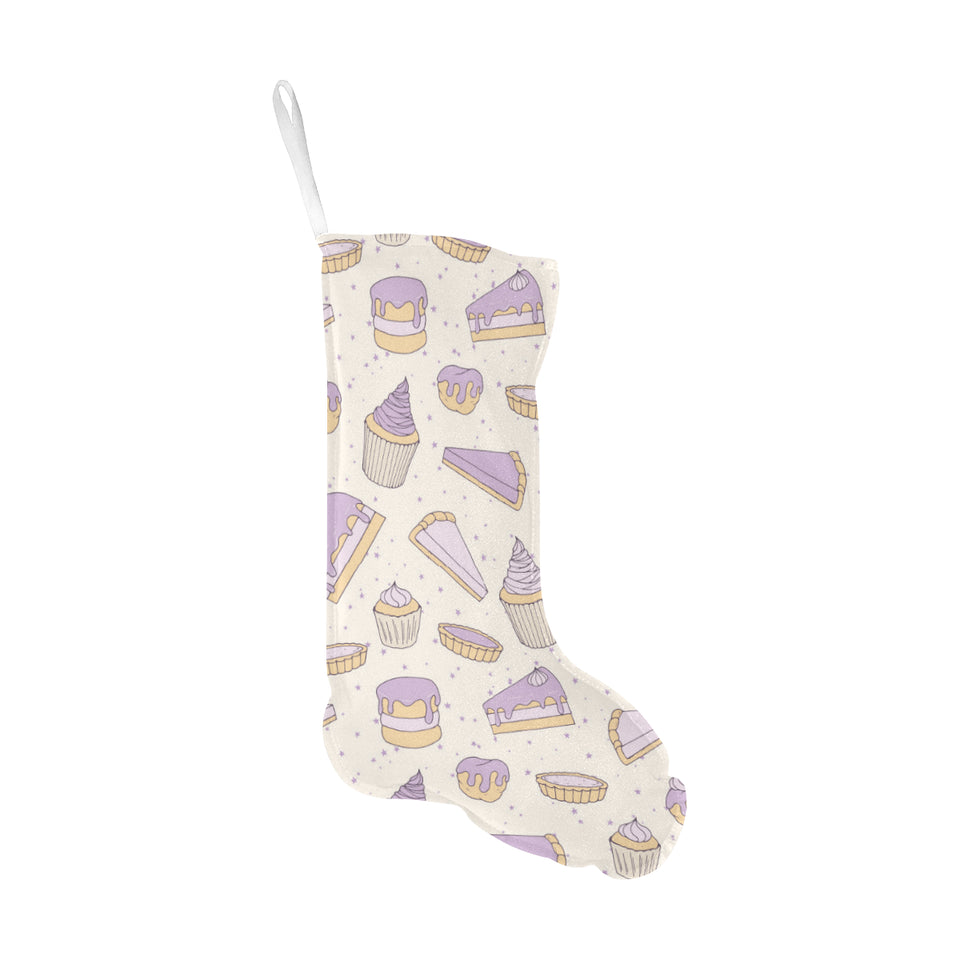 Cakes pies tarts muffins and eclairs purple bluebe Christmas Stocking