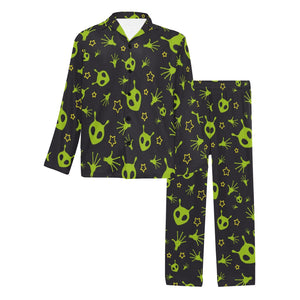 Alien Pattern Print Design 02 Men's Long Pajama Set