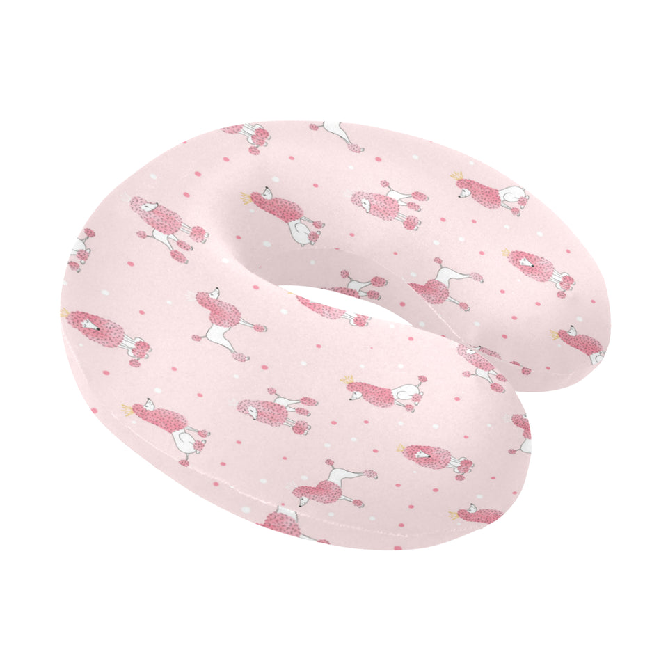 Poodle dog pink color theme U-Shaped Travel Neck Pillow