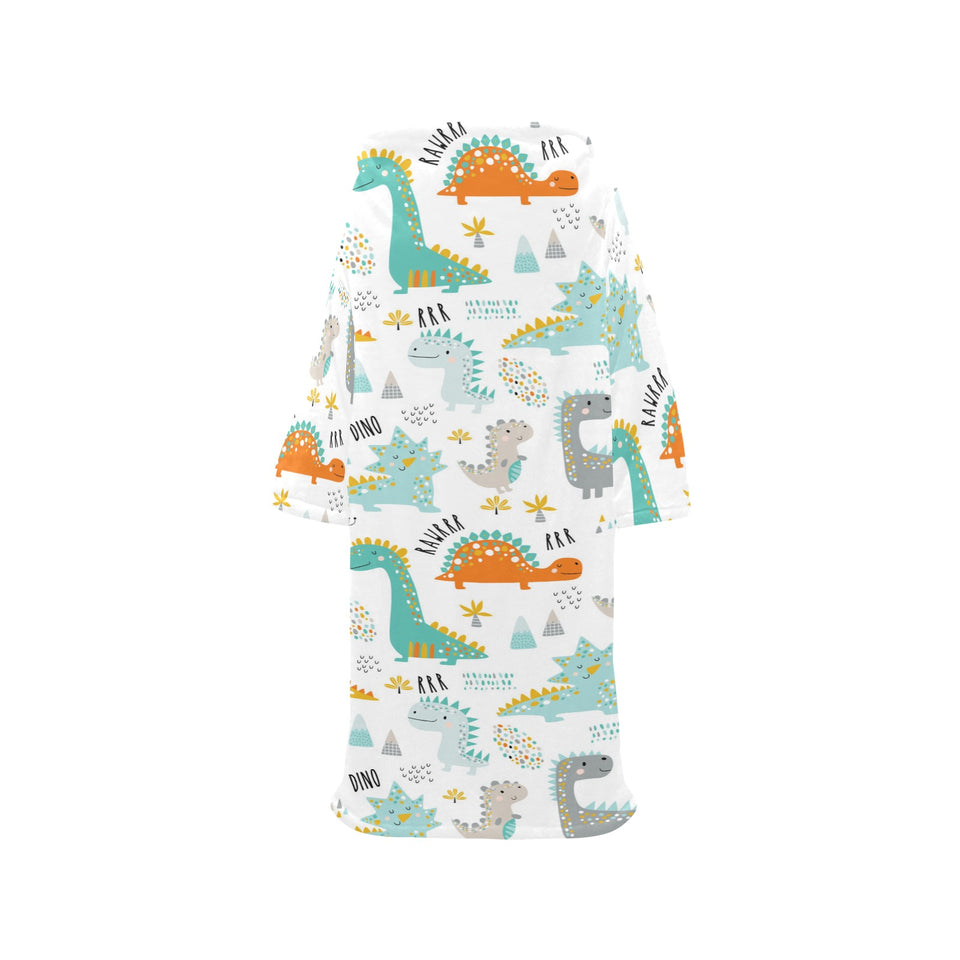 Cute funny kids dinosaurs pattern Blanket Robe with Sleeves