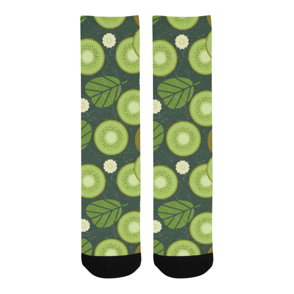 Whole sliced kiwi leave and flower Crew Socks