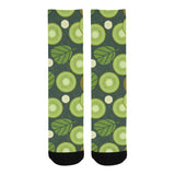 Whole sliced kiwi leave and flower Crew Socks