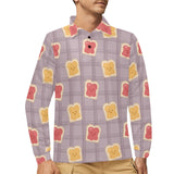 Bread Toast Pattern Print Design 05 Men's Long Sleeve Polo Shirt