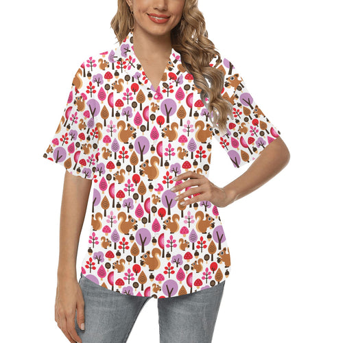 Squirrel Pattern Print Design 02 Women's All Over Print Hawaiian Shirt