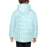 Snowflake pattern blue stripe background Kids' Boys' Girls' Padded Hooded Jacket