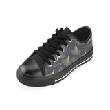 Gold ginkgo leaves Men's Low Top Canvas Shoes Black