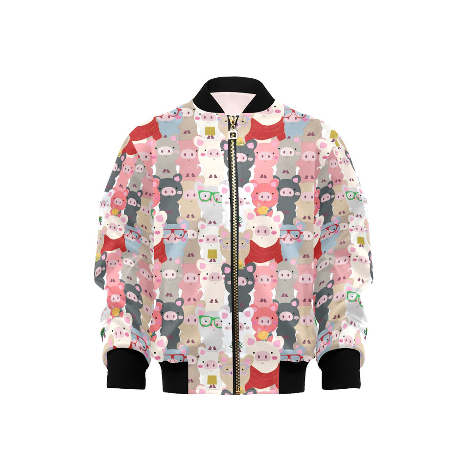 Pig Pattern Print Design 02 Kids' Boys' Girls' Bomber Jacket