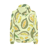 Durian leaves pattern background Men's Padded Hooded Jacket