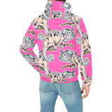 Chameleon lizard pattern pink background Men's Padded Hooded Jacket