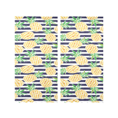 Pineapples pattern striped background Gauze Curtain