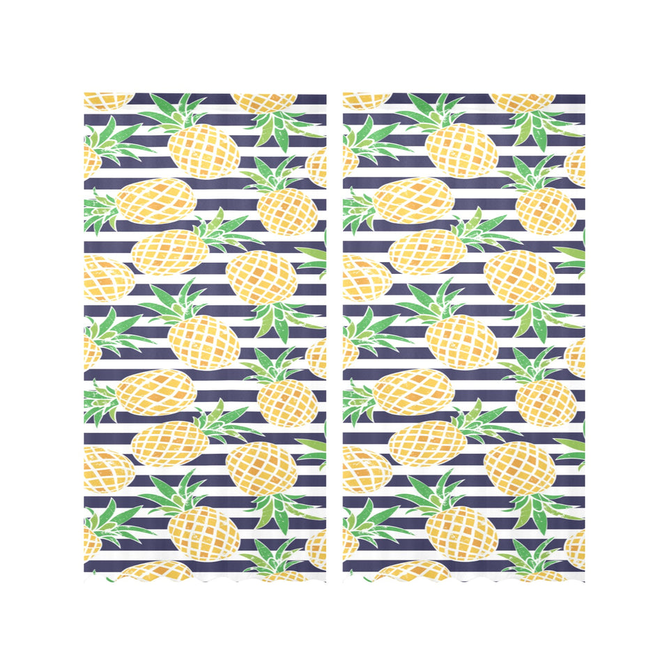 Pineapples pattern striped background Gauze Curtain