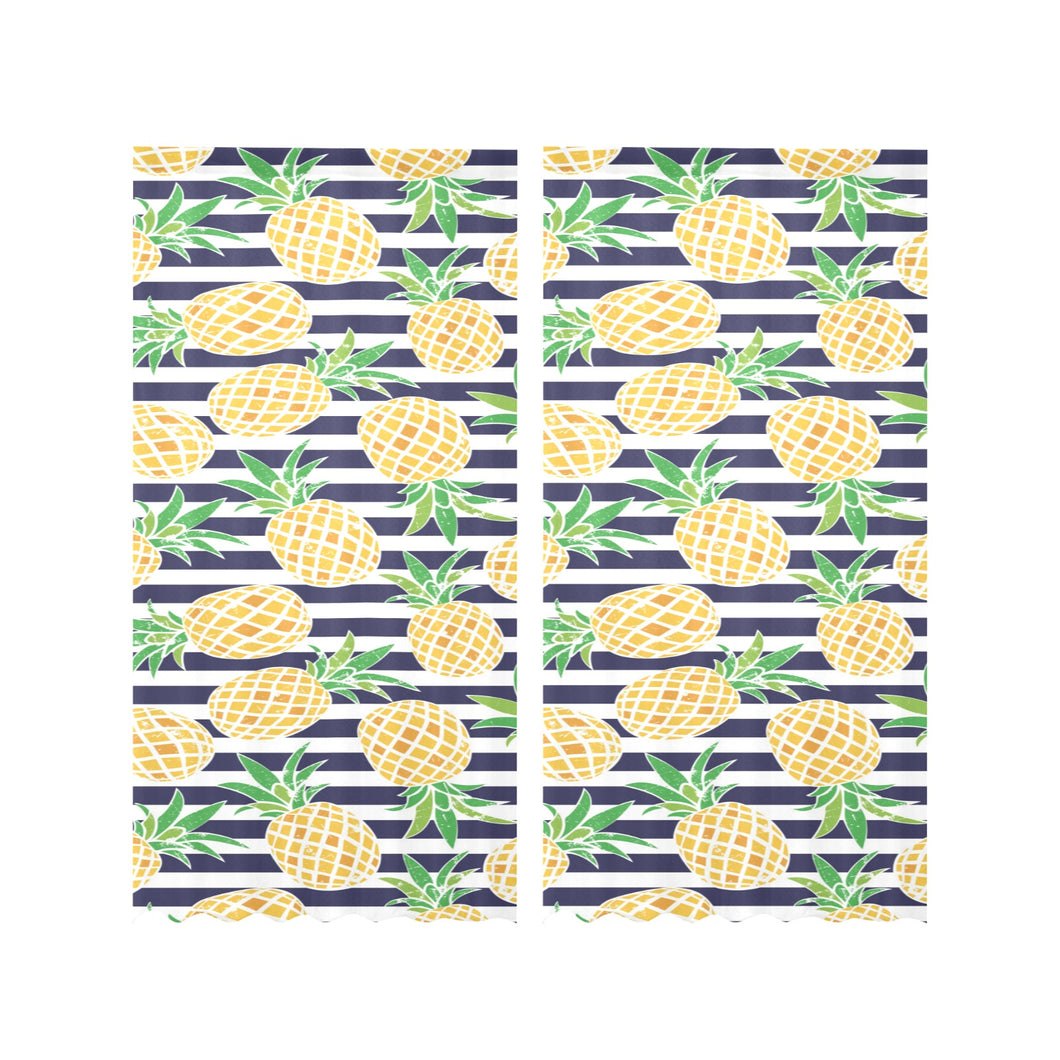 Pineapples pattern striped background Gauze Curtain