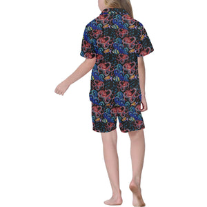 Octopus sea wave tropical fishe pattern Kids' Boys' Girls' V-Neck Short Pajama Set