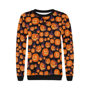 Halloween Pumpkin pattern Women's Crew Neck Sweatshirt