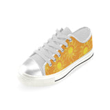 Sun orange background Women's Low Top Canvas Shoes White