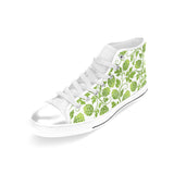 Hop design pattern Women's High Top Canvas Shoes White