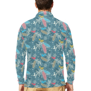 Squirrel Pattern Print Design 01 Men's Long Sleeve Polo Shirt