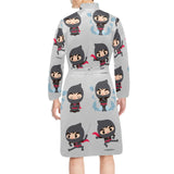 Cute ninja pattern Men's Long Sleeve Belted Night Robe