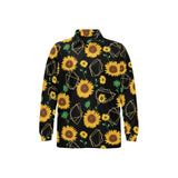 sunflower golden polygonal shapes Men's Long Sleeve Polo Shirt