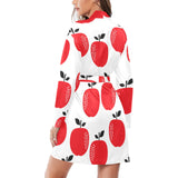 red apples white background Women's Long Sleeve Belted Night Robe