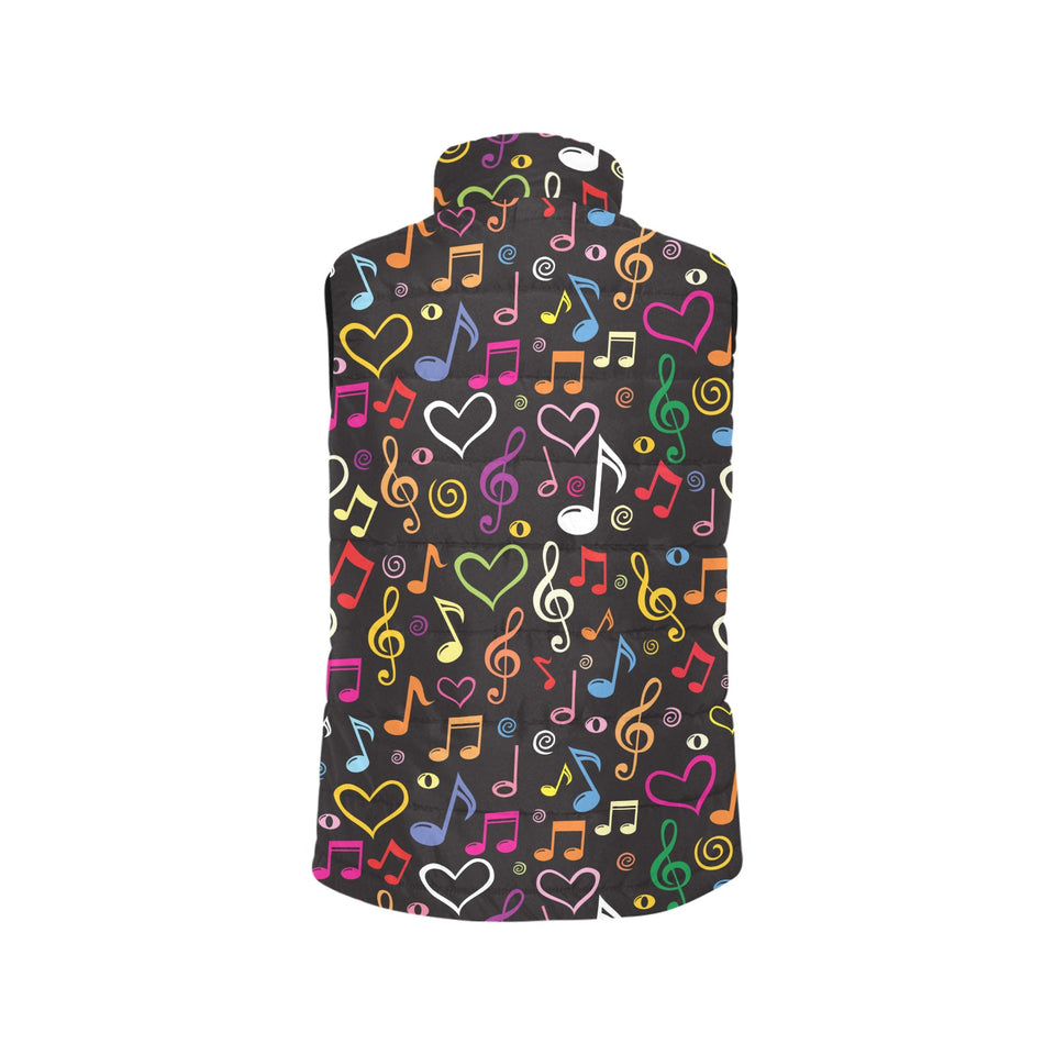 Music Notes Pattern Print Design 02 Women's Padded Vest