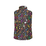 Music Notes Pattern Print Design 02 Women's Padded Vest