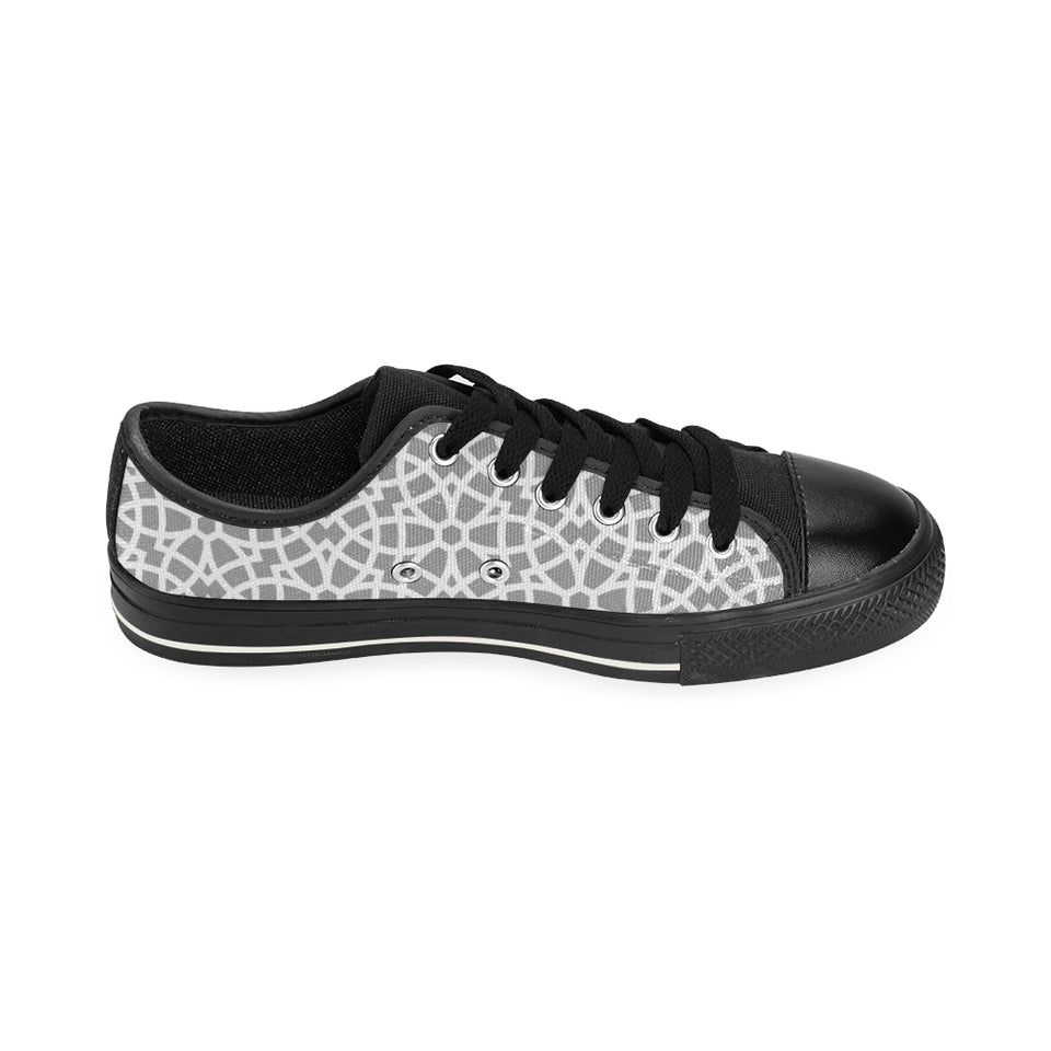 arabic gray pattern Men's Low Top Canvas Shoes Black