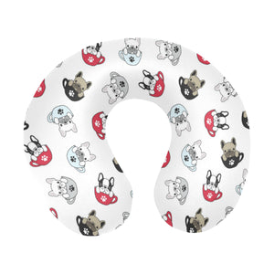 French bulldog cup paw pattern U-Shaped Travel Neck Pillow