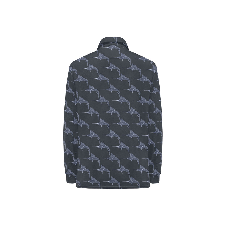 Swordfish Pattern Print Design 03 Women's Long Sleeve Polo Shirt