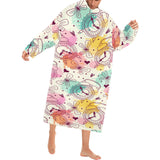 Clock butterfly pattern Blanket Robe with Sleeves