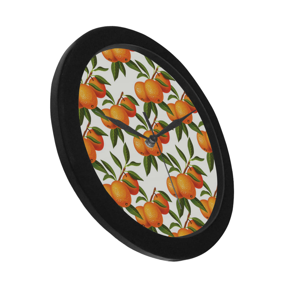Oranges pattern background Elegant Black Wall Clock