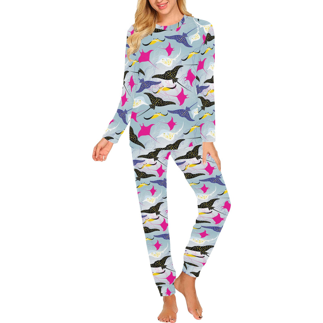 Stingray Pattern Print Design 01 Women's All Over Print Pajama Set