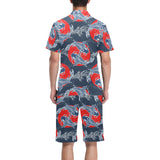 Koi Fish Carp Fishs hand drawn japanese art Men's V-Neck Short Pajama Set