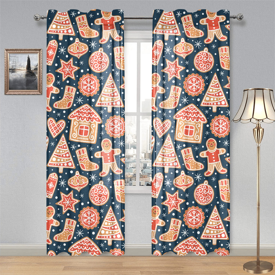 Christmas gingerbread cookie pattern Gauze Curtain