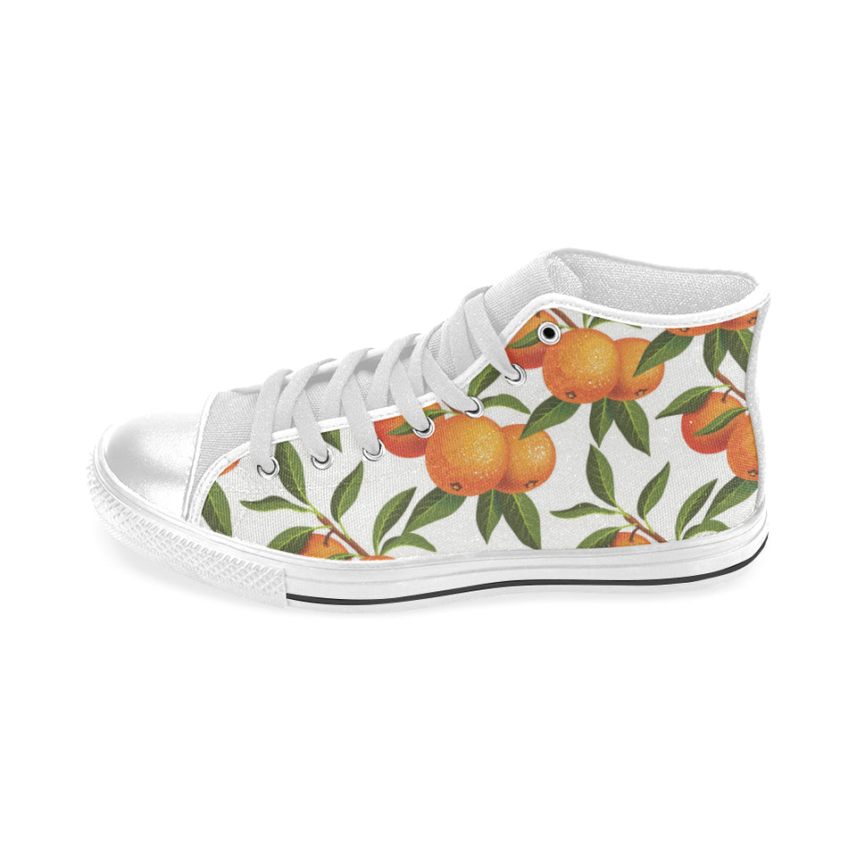 Oranges pattern background Men's High Top Canvas Shoes White