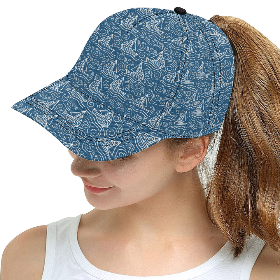 Hand drawn sailboat pattern All Over Print Snapback Cap