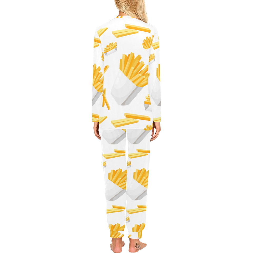 French fries white paper box pattern Women's All Over Print Pajama Set