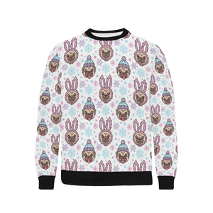 Cute pug hat rabbit costume pattern Men's Crew Neck Sweatshirt