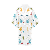 Colorful helicopter pattern Women's Short Kimono Robe