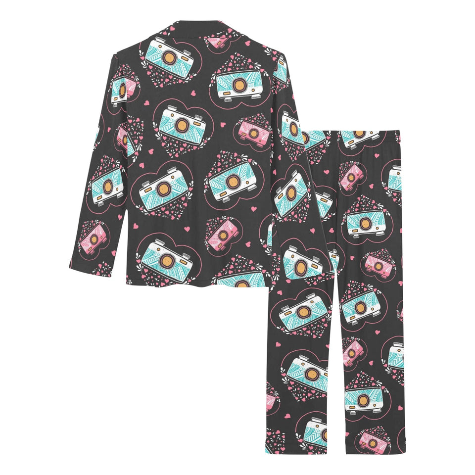 Camera Pattern Print Design 04 Women's Long Pajama Set