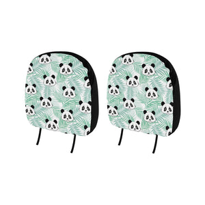 Panda pattern tropical leaves background Car Headrest Cover