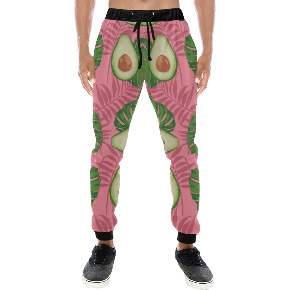 Avocado slices leaves pink back ground Unisex Casual Sweatpants