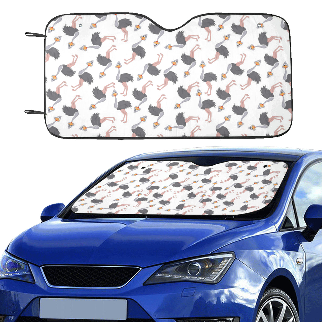 Ostrich Pattern Print Design 02 Car Sun Shade