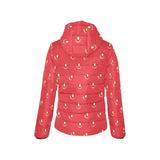 strawberry texture skin pattern Women's Padded Hooded Jacket