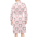 Cute goat pattern Men's Long Sleeve Belted Night Robe
