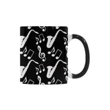 Saxophone music notes treble clef black white them Morphing Mug Heat Changing Mug