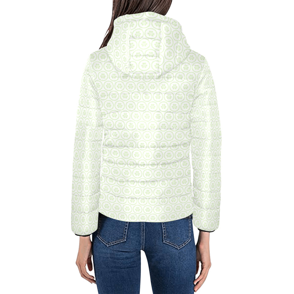 Cucumber pattern background Women's Padded Hooded Jacket