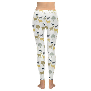 Silhouettes of goat and tree pattern Women's Legging Fulfilled In US
