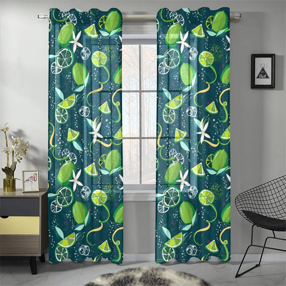 Lime ice flower pattern Gauze Curtain