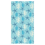 Blue starfish coral reef pattern Bath Towel